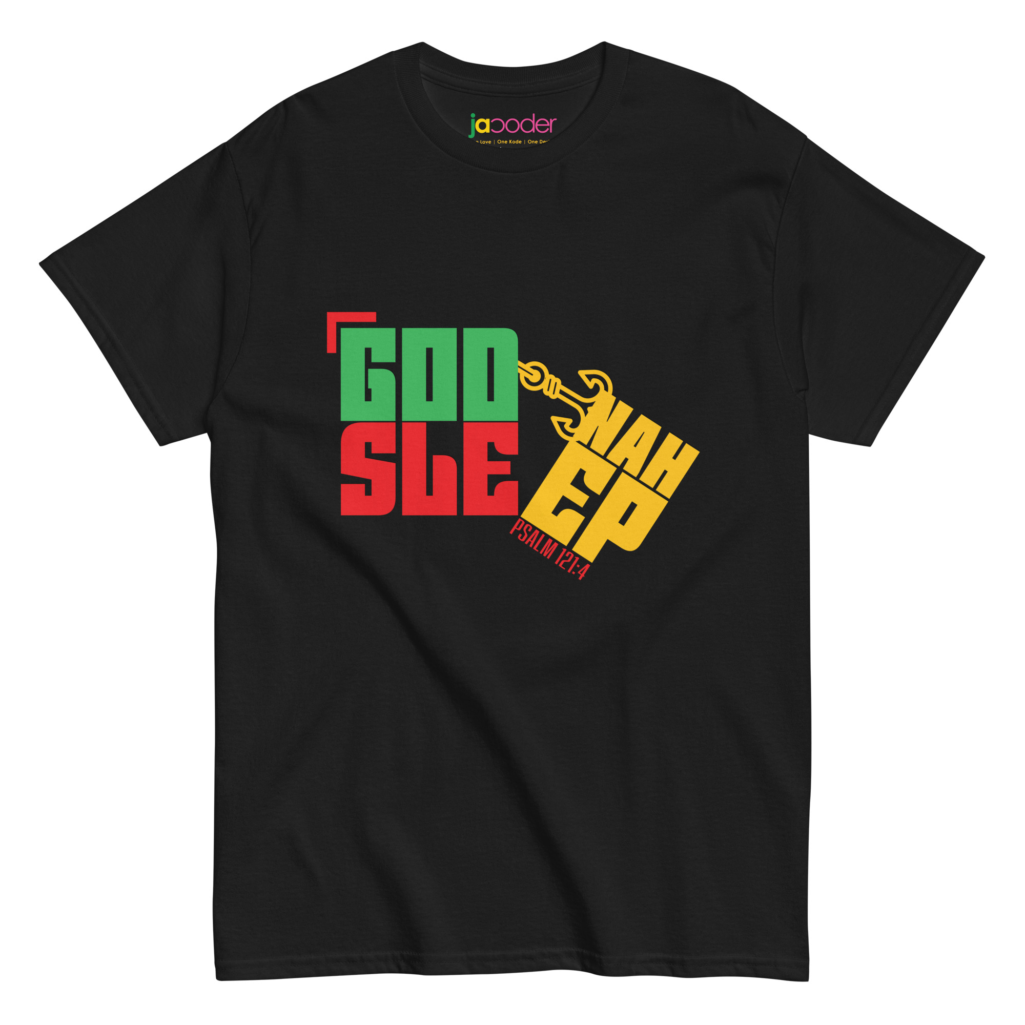 unisex-classic-tee-black-front-6832da84525c4.jpg God Nah Sleep T-Shirt – Faith Over Fear Unisex Christian Tee