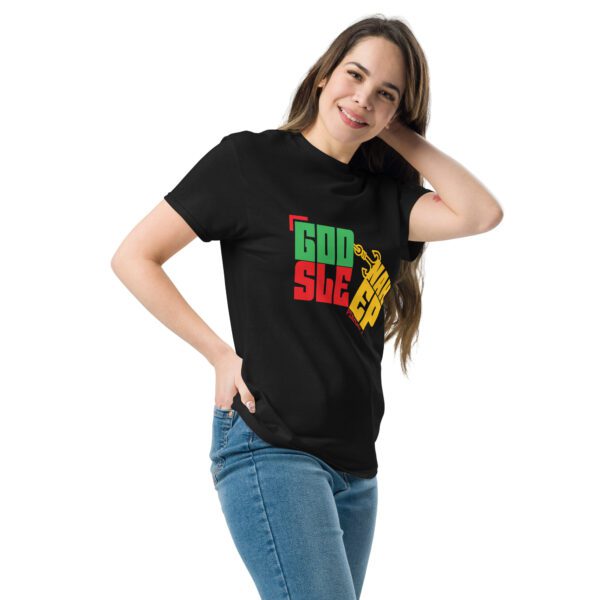 unisex-classic-tee-black-left-front-6832da84545b4.jpg God Nah Sleep T-Shirt – Faith Over Fear Unisex Christian Tee