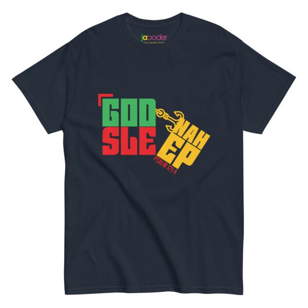 unisex-classic-tee-navy-front-683346a5b66b6.jpg God Nah Sleep T-Shirt – Faith Over Fear Unisex Christian Tee