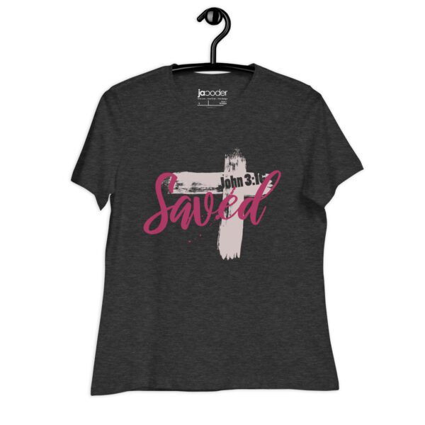 womens-relaxed-t-shirt-dark-grey-heather-front-6833705c08dc0.jpg Saved Women’s Relaxed Fit Christian T-Shirt – Rugged Cross Faith Design