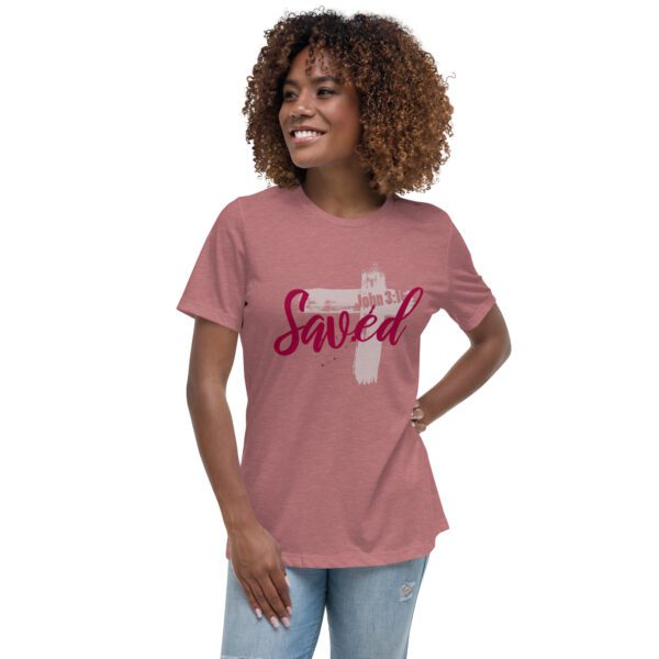 womens-relaxed-t-shirt-heather-mauve-front-6833686c971bc.jpg Saved Women’s Relaxed Fit Christian T-Shirt – Rugged Cross Faith Design
