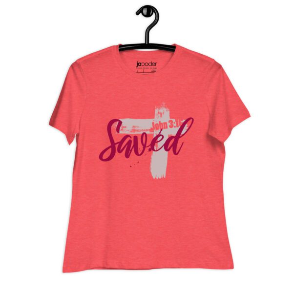 womens-relaxed-t-shirt-heather-red-front-683367be4d3d7.jpg Saved Women’s Relaxed Fit Christian T-Shirt – Rugged Cross Faith Design