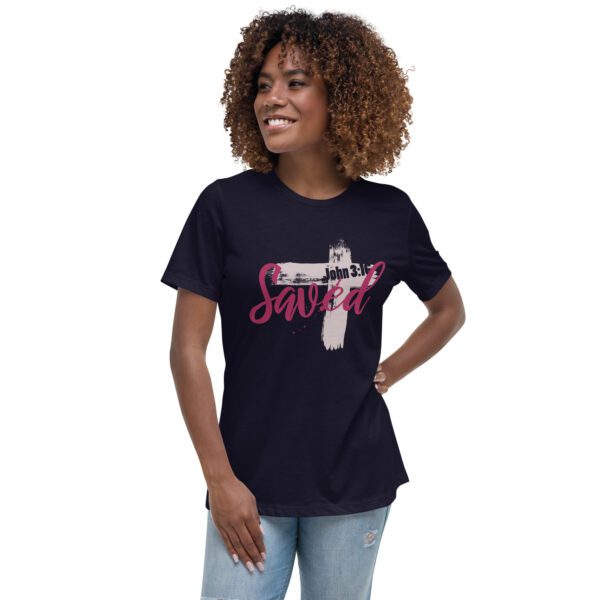 womens-relaxed-t-shirt-navy-front-68336d762e4e6.jpg Saved Women’s Relaxed Fit Christian T-Shirt – Rugged Cross Faith Design