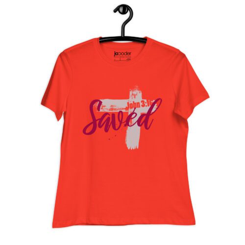 Saved Women’s Relaxed Fit Christian T-Shirt – Rugged Cross Faith Design