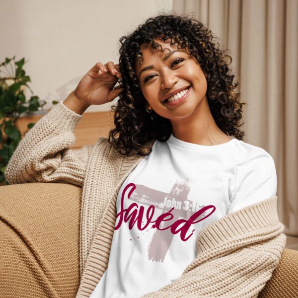 womens-relaxed-t-shirt-white-front-683373233f477.jpg Saved Women’s Relaxed Fit Christian T-Shirt – Rugged Cross Faith Design