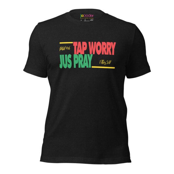 unisex-staple-t-shirt-black-heather-front-68ced9d108671.jpg Faith Over Worry T-Shirt – Unisex Christian Tee