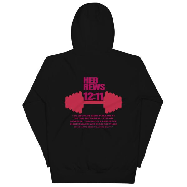 cotton-heritage-m2580-i-unisex-premium-pullover-hoodie-black-back-68eeb094baf72.jpg Discipline Over Motivation Hoodie | Hebrews 12:11 | Faith & Fitness Streetwear