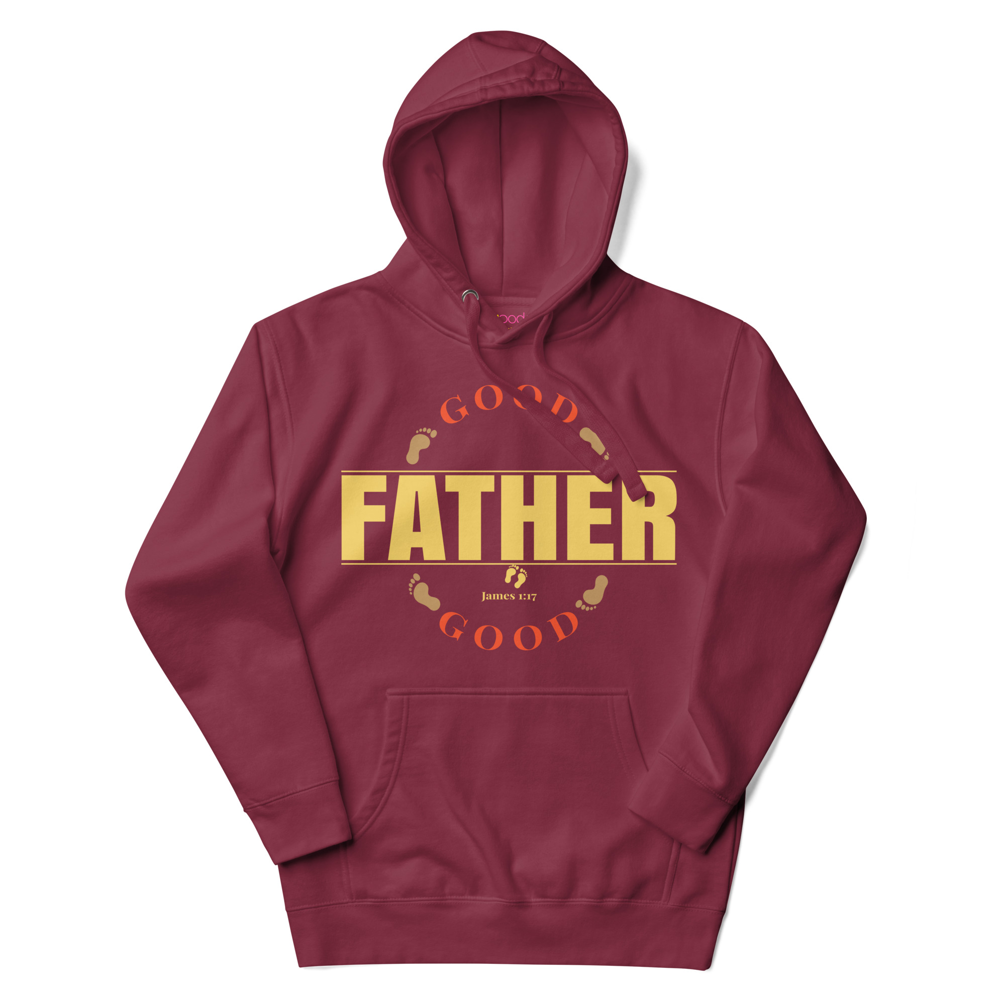 cotton-heritage-m2580-i-unisex-premium-pullover-hoodie-maroon-front-68eeeffc850df.jpg Good Good Father Hoodie | James 1:17 Scripture Design | Faith & Culture Collection