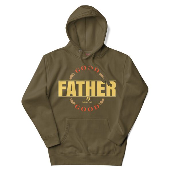 cotton-heritage-m2580-i-unisex-premium-pullover-hoodie-military-green-front-68eef44830716.jpg Good Good Father Hoodie | James 1:17 Scripture Design | Faith & Culture Collection