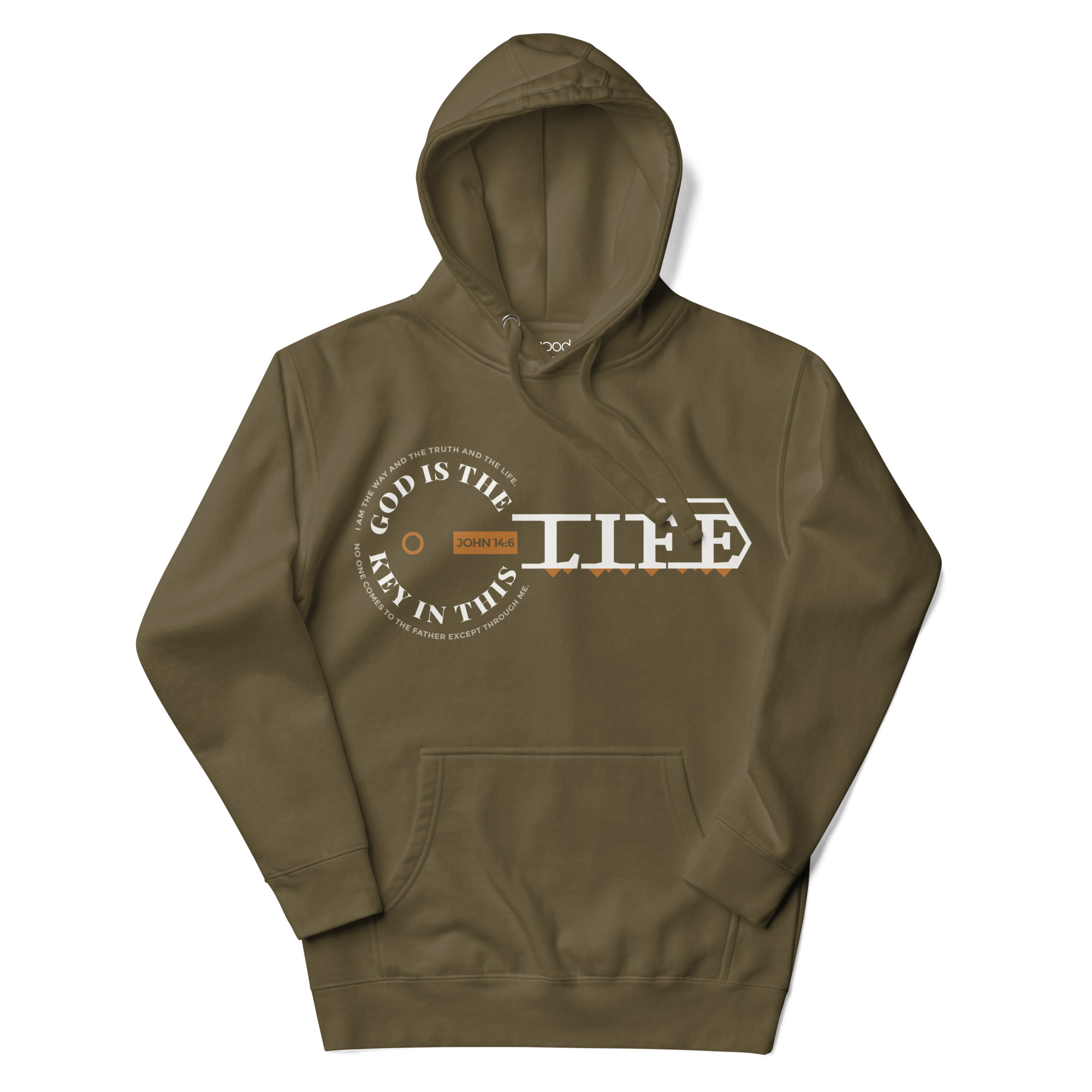cotton-heritage-m2580-i-unisex-premium-pullover-hoodie-military-green-front-68f5a6c53c10a.jpg God Is The Key In This Life – Christian Faith Hoodie