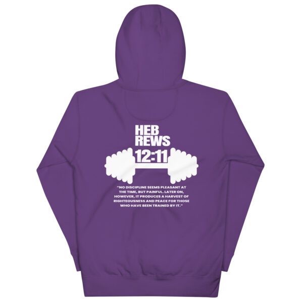 cotton-heritage-m2580-i-unisex-premium-pullover-hoodie-purple-back-68eee84170663.jpg Discipline Over Motivation Hoodie | Hebrews 12:11 | Faith & Fitness Streetwear