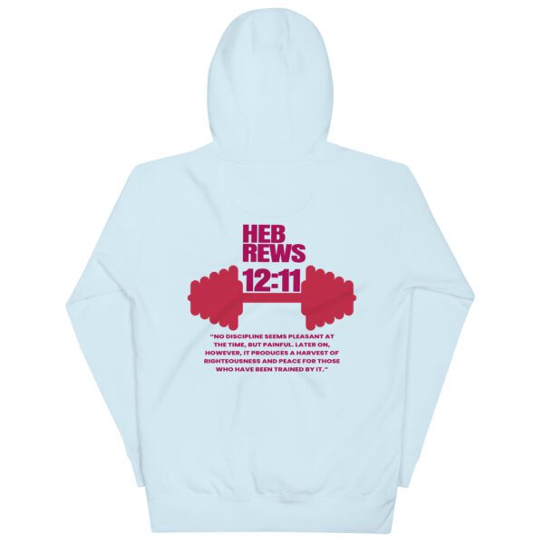 cotton-heritage-m2580-i-unisex-premium-pullover-hoodie-sky-blue-back-68eeb094bd726.jpg Discipline Over Motivation Hoodie | Hebrews 12:11 | Faith & Fitness Streetwear