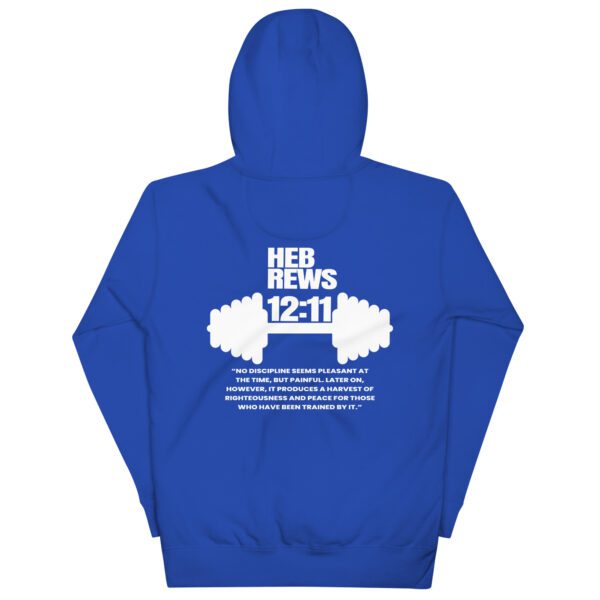 cotton-heritage-m2580-i-unisex-premium-pullover-hoodie-team-royal-back-68eee8416c36c.jpg Discipline Over Motivation Hoodie | Hebrews 12:11 | Faith & Fitness Streetwear