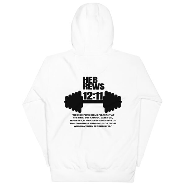cotton-heritage-m2580-i-unisex-premium-pullover-hoodie-white-back-68eed8b2ef36c.jpg Discipline Over Motivation Hoodie | Hebrews 12:11 | Faith & Fitness Streetwear