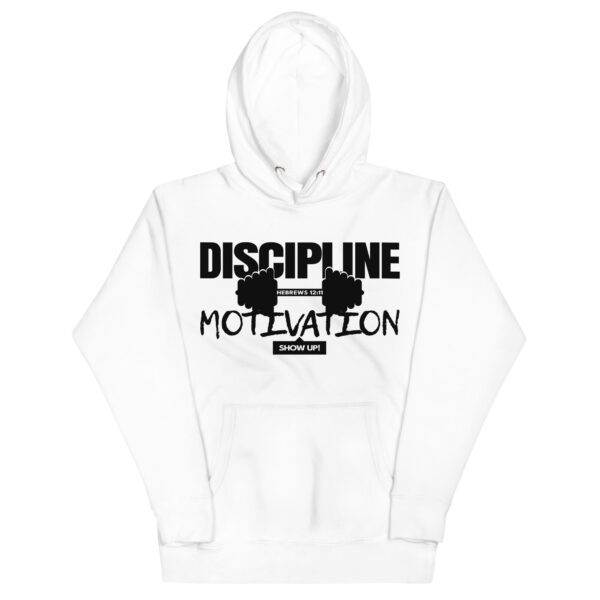 cotton-heritage-m2580-i-unisex-premium-pullover-hoodie-white-front-68eed8b2ee355.jpg Discipline Over Motivation Hoodie | Hebrews 12:11 | Faith & Fitness Streetwear