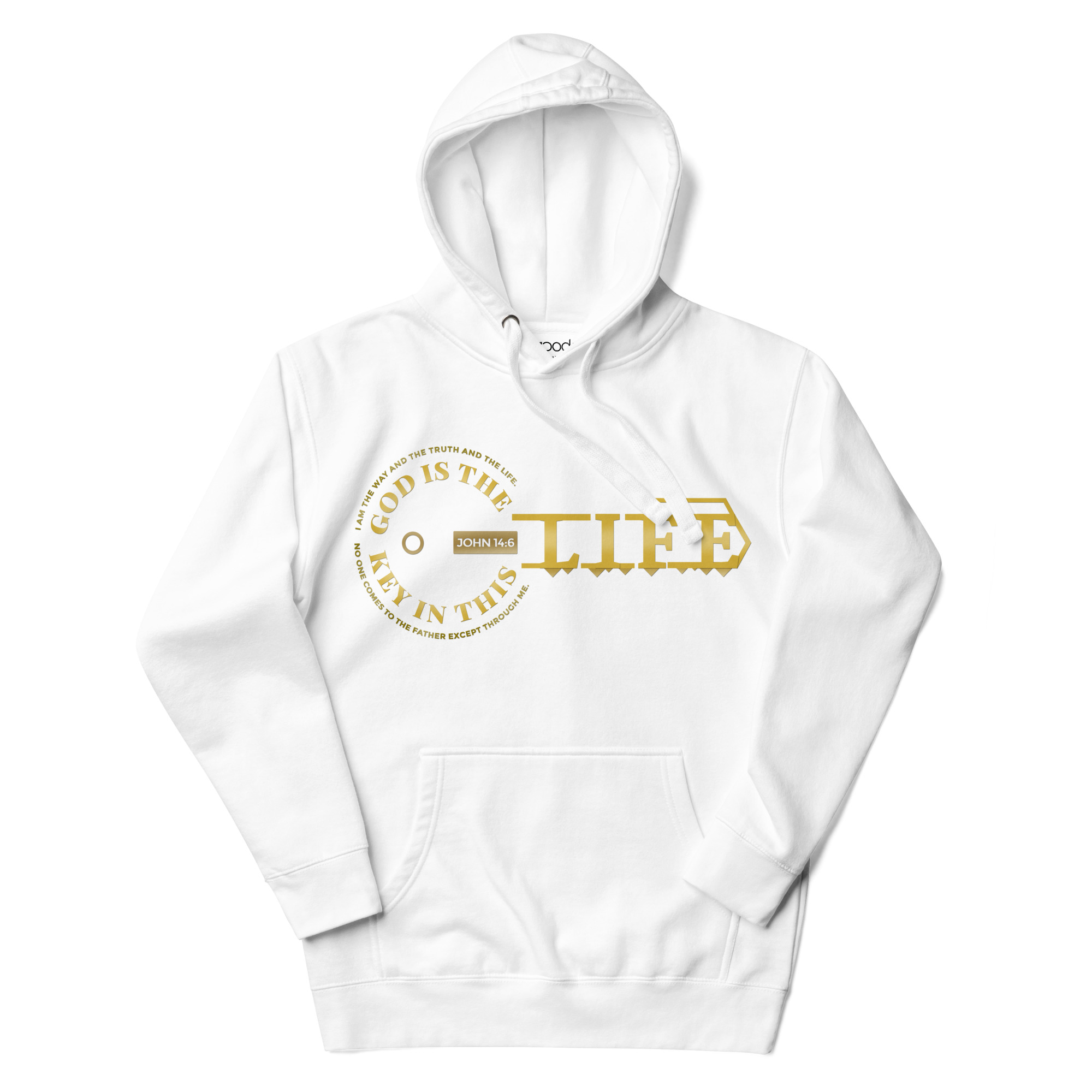 cotton-heritage-m2580-i-unisex-premium-pullover-hoodie-white-front-68f5acdaabbb3.jpg God Is The Key In This Life – Christian Faith Hoodie