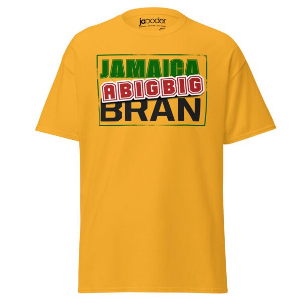 unisex-classic-tee-gold-front-68f05190cdf24.jpg Jamaica A Big Big Brand T-Shirt – Bold Island Pride Streetwear