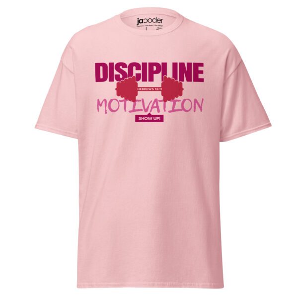unisex-classic-tee-light-pink-front-68ecb79e07ec0.jpg Discipline Over Motivation – “Show Up” Tee