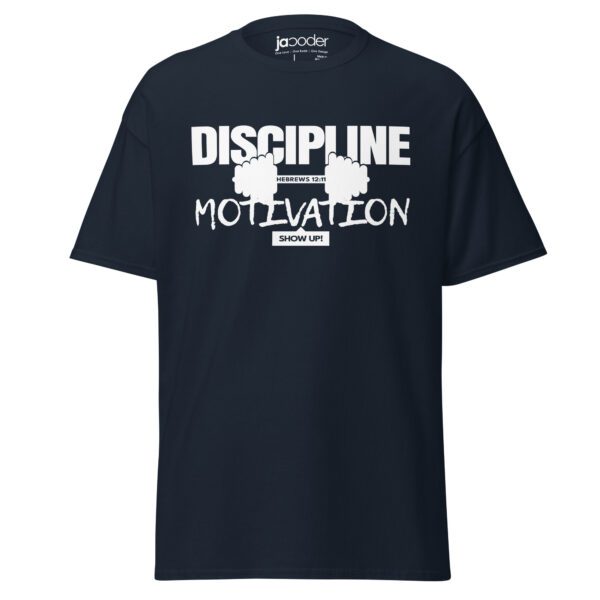 unisex-classic-tee-navy-front-68ecaa14033d6.jpg Discipline Over Motivation – “Show Up” Tee